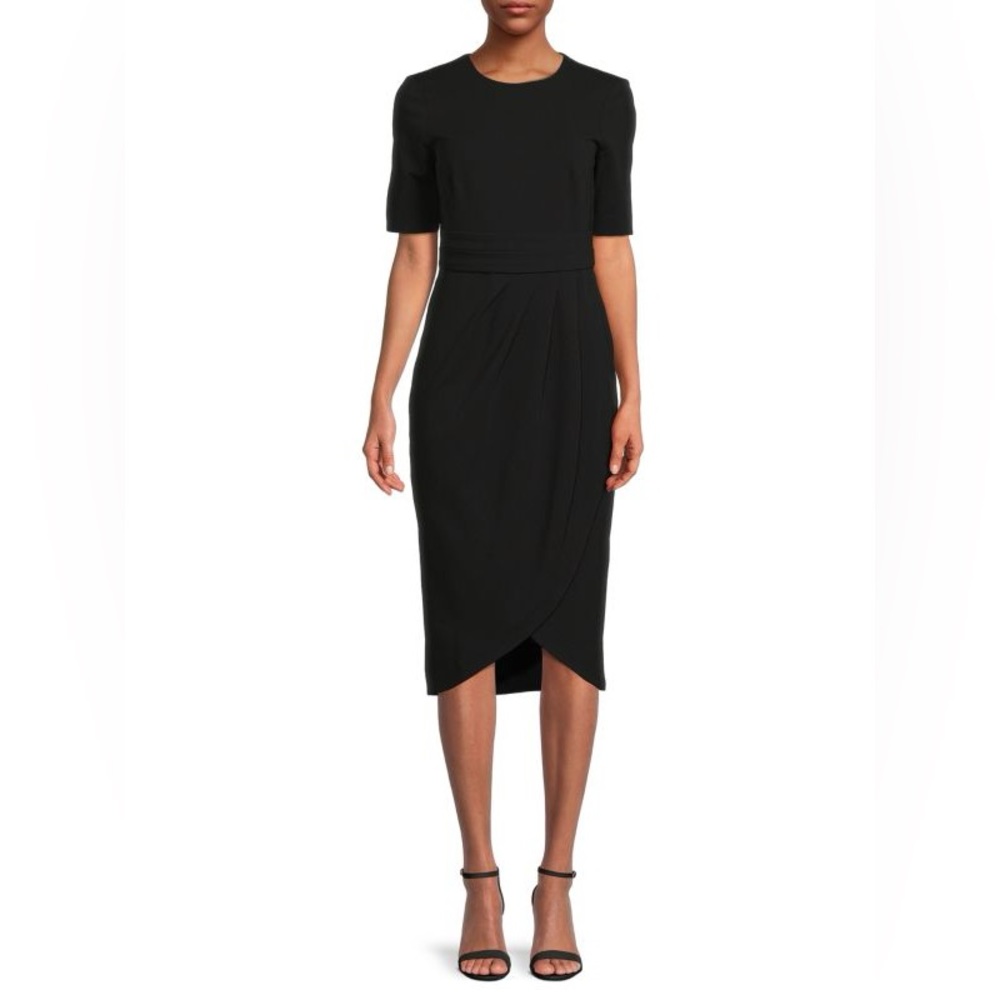 Calvin Klein Pleated Tulip Hem Midi Dress